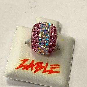 ZABLE silver charm with pink & white crystals.
